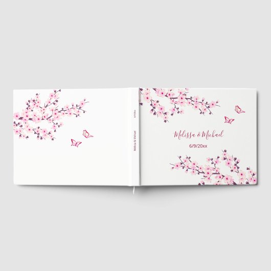 Cherry Blossom Pink White Wedding Gästebuch (Voll)