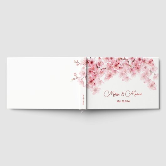 Cherry Blossom Pink White Wedding Gästebuch (Voll)