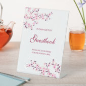 Cherry Blossom Pink White Wedding Guestbook Sockelschild (In Situ)