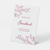 Cherry Blossom Pink White Wedding Guestbook Sockelschild (Vorderseite)