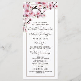 Cherry Blossom Pink White Wedding Programme