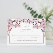 Cherry Blossom Pink White Wedding RSVP Cards Karte (Stehend Vorderseite)