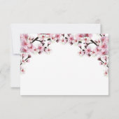 Cherry Blossom Pink White Wedding RSVP Cards Karte (Rückseite)
