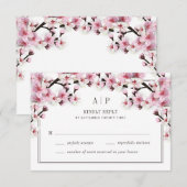 Cherry Blossom Pink White Wedding RSVP Cards Karte (Vorne/Hinten)