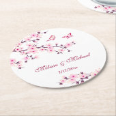 Cherry Blossom Pink White Wedding Runder Pappuntersetzer (Angewinkelt)