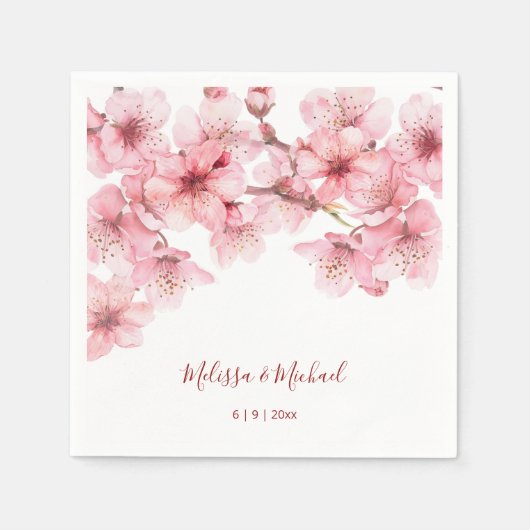 Cherry Blossom Pink White Wedding Serviette (Vorderseite)
