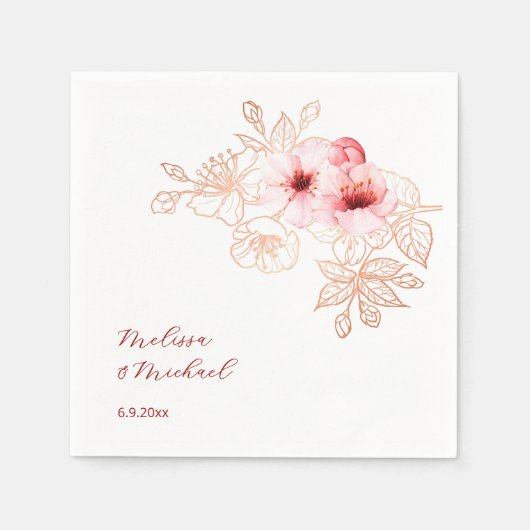 Cherry Blossom Pink White Wedding Serviette (Vorderseite)