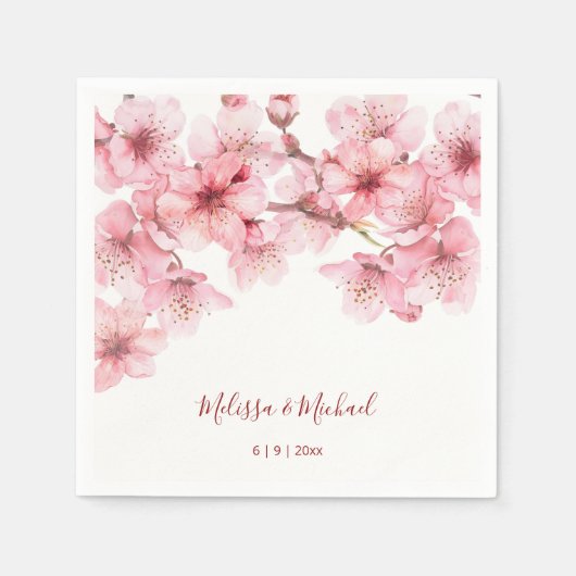 Cherry Blossom Pink White Wedding Serviette (Vorderseite)