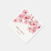 Cherry Blossom Pink White Wedding Serviette (Ecke)