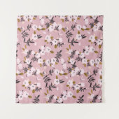 Cherry Blossom Pink: zender Frühling Wandteppich (Vorderseite (Horizontal))