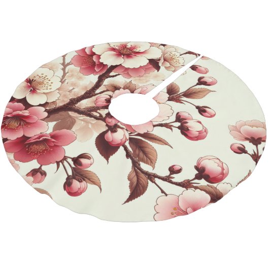 Cherry Blossom Polyester Weihnachtsbaumdecke (Schrägansicht)