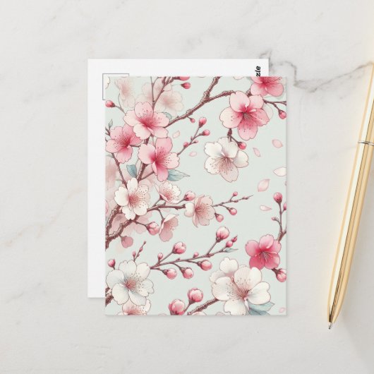 Cherry Blossom Postkarte (Vorderseite/Rückseite Beispiel)