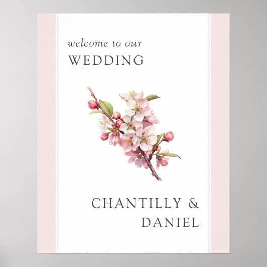 Cherry Blossom Printable Wedding Willkommen Poster (Vorne)