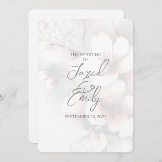 Cherry Blossom QR Code Einladung Hochzeit (Vorne/Hinten)