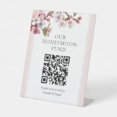 Cherry Blossom QR Code Honeymoon Fund Sockelschild (Vorderseite)