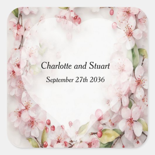 Cherry Blossom Quadratischer Aufkleber (Vorderseite)