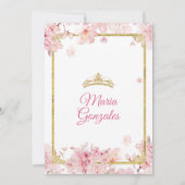 Cherry Blossom Quinceanera Birthday Crown Einladung (Rückseite)