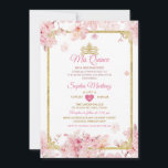 Cherry Blossom Quinceanera Birthday Crown Einladung<br><div class="desc">Cherry Blossom Quinceanera Geburtstagskroneneinladung Mis Quince Anos,  15. Geburtstag.</div>