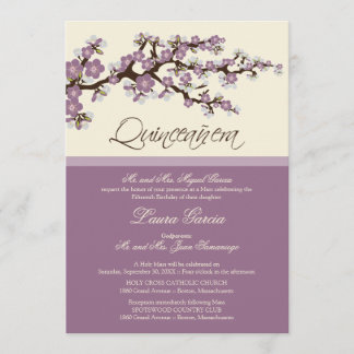 Cherry Blossom Quinceanera Einladung (lila)