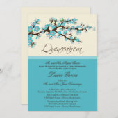 Cherry Blossom Quinceanera Invitation (aqua) Einladung (Vorne/Hinten)