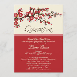 Cherry Blossom Quinceanera Invitation (rot) Einladung