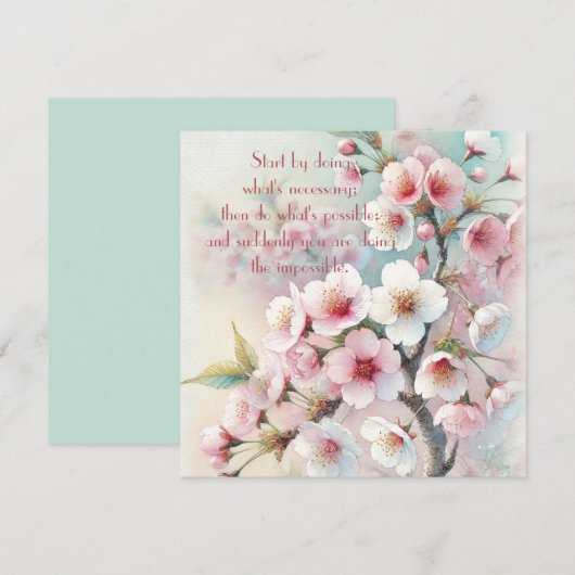 Cherry Blossom & Quote Dankeskarte (Vorne/Hinten)