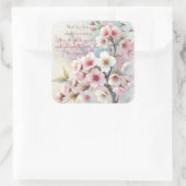 Cherry Blossom & Quote Quadratischer Aufkleber (Tasche)