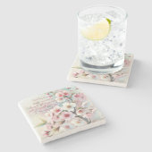 Cherry Blossom & Quote Steinuntersetzer (Seitenansicht)