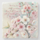 Cherry Blossom & Quote Steinuntersetzer (Vorderseite)