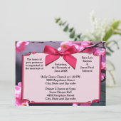 Cherry Blossom Rahmen & Pink Bow Einladung Hochzei (Stehend Vorderseite)