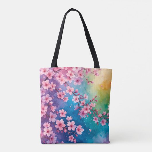 Cherry Blossom Rainbow Sky Tasche (Rückseite)
