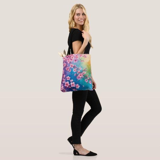 Cherry Blossom Rainbow Sky Tasche (Am Model)
