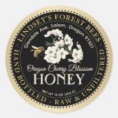 Cherry Blossom Raw Hand Honey Gold Border Runder Aufkleber (Vorderseite)