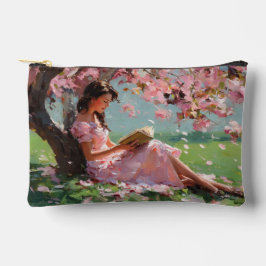 Cherry Blossom Reading Girl Pouch Zubehörtasche