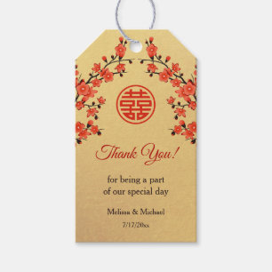 Cherry Blossom Red Gold Chinese Wedding Geschenkanhänger