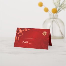 Cherry Blossom Red Gold | Chinesische Hochzeit Platzkarte