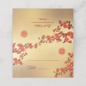 Cherry Blossom Red Gold | Chinesische Hochzeit Platzkarte (Außenseite Aufgefaltet)