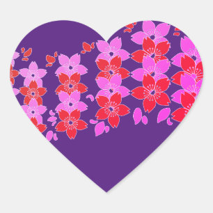 Cherry Blossom Red Pink Herz-Aufkleber