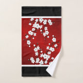 Cherry Blossom Red Schwarz-weiß Floral Handtuch (Handtuch)