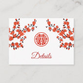 Cherry Blossom Red White Chinese Wedding Begleitkarte (Vorderseite)