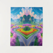 "Cherry Blossom Reise - Traum Landschaft Kunst Wandteppich (Vorderseite)