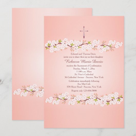 Cherry Blossom Religiöse Einladung (Vorne/Hinten)