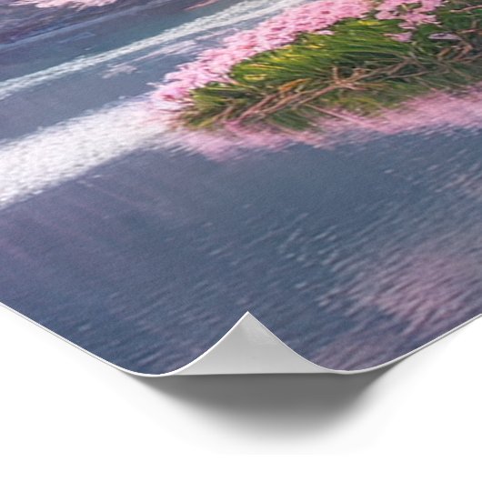 Cherry Blossom River Poster (Ecke)