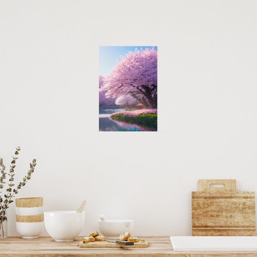 Cherry Blossom River Poster (Küche)