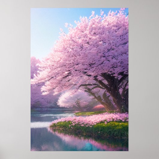 Cherry Blossom River Poster (Vorne)