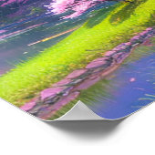 Cherry Blossom Riverbank Poster (Ecke)