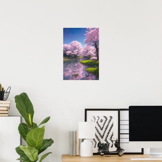 Cherry Blossom Riverside Poster (Heimbüro)