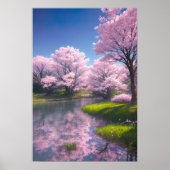 Cherry Blossom Riverside Poster (Vorne)