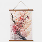 Cherry Blossom Rosa Blume Wandteppich Mit Holzrahmen (Vorderseite)