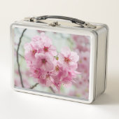Cherry Blossom, rosa Blumenfotografie Metall Brotdose (Vorderseite)